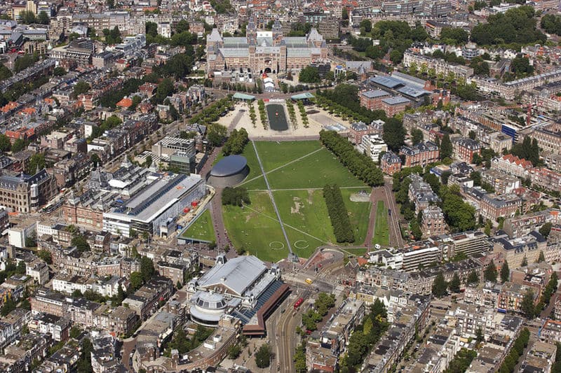 Vista aérea do Museumplein em Amsterdã