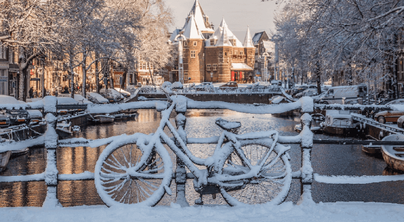 Inverno em Amsterdã na Holanda
